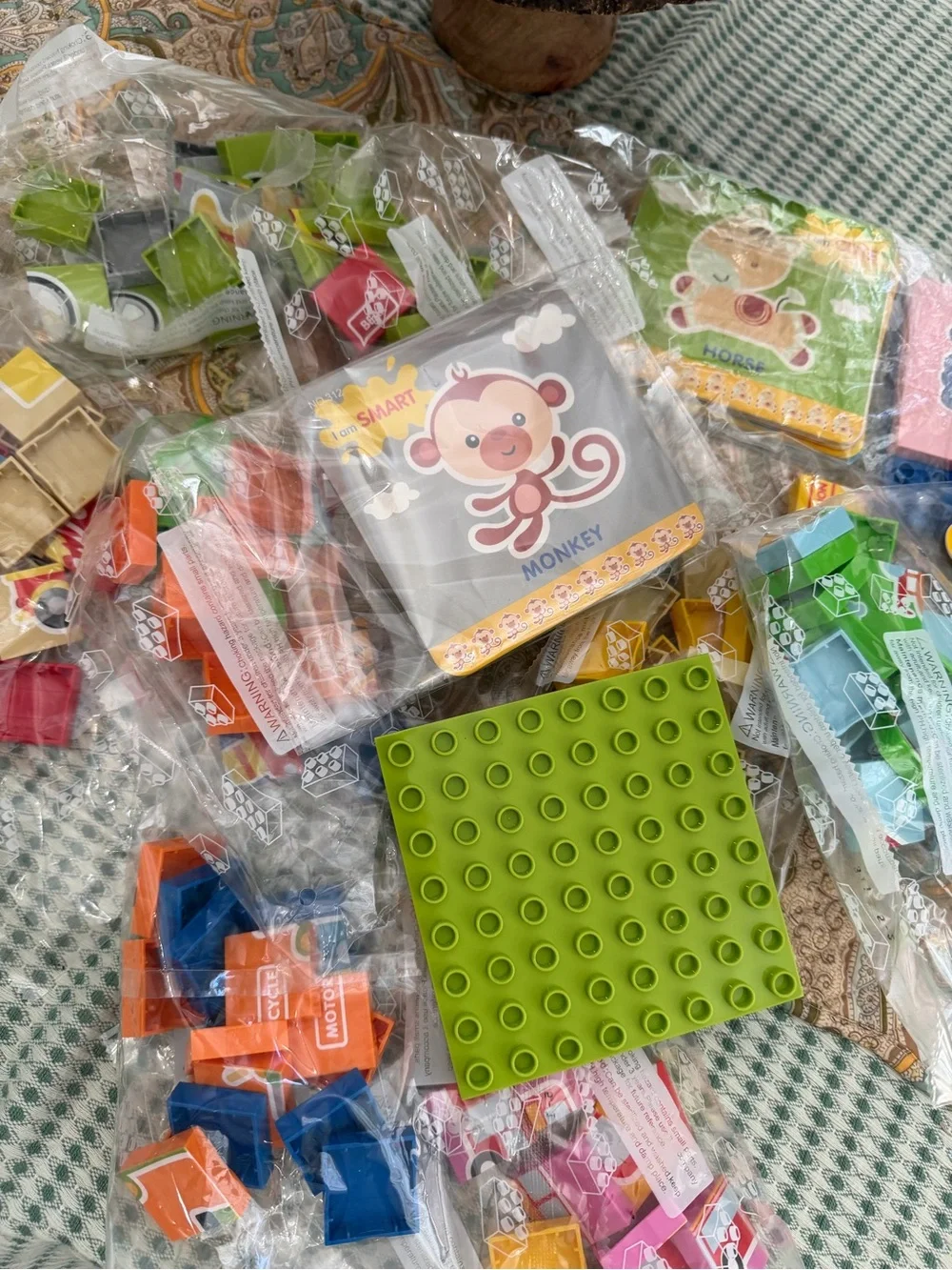 New Dubie Educational Puzzle Blocks Learning Cards Animals Transportation 176 Pc